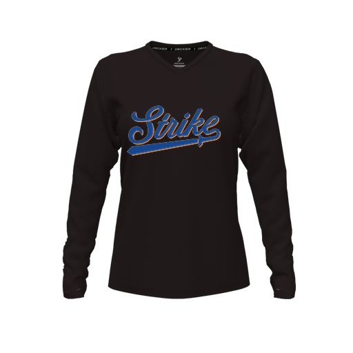 [CUS-DFW-TEES-CMF-VNK-LSL-BLK-FYXS-LOGO3] Decker Comfort T-Shirt (Female Youth XS, Black, V Neck, Logo 3, Long Sleeve)