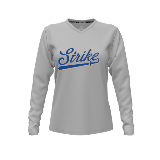 [CUS-DFW-TEES-PER-VNK-LSL-GRY-FYXS-LOGO3] Decker Performance T-Shirt (Female Youth XS, Gray, V Neck, Logo 3, Long Sleeve)