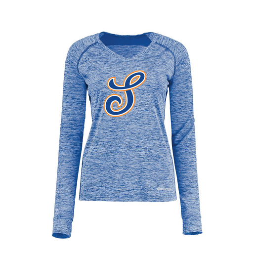 [222770.U55.XS-LOGO1] Ladies Electric Long Sleeve Shirt (Female Adult XS, Royal, Logo 1)