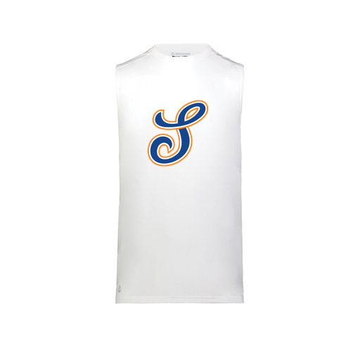 [222593.005.S-LOGO1] Men's CoolDry TankTop (Adult S, White, Logo 1)