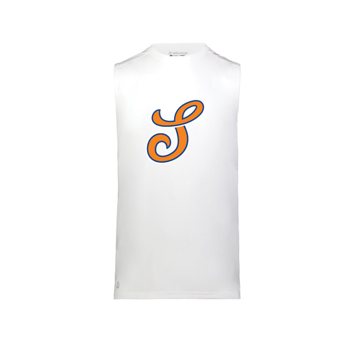 [222593.005.S-LOGO2] Men's CoolDry TankTop (Adult S, White, Logo 2)