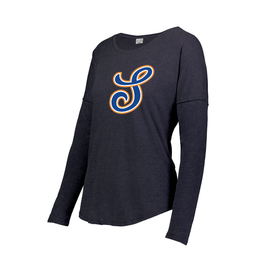 [FTLCUBNV-FAXS-LOGO1] Decker Women's Tri-Blend T-Shirt - Long Sleeve (Female Adult XS, Navy, Logo 1)
